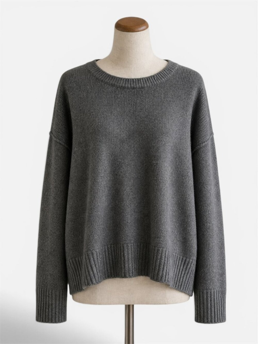 Eileen Fisher 95% Cashmere Sweater Charcoal Gray Boxy Knit Luxe Soft Sz M